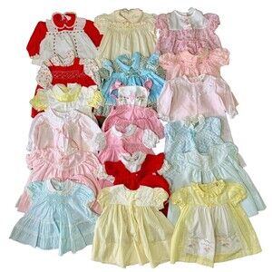 Lot Of 18 Vintage Baby Girl Clothes Dresses Nightgowns Various Sizes